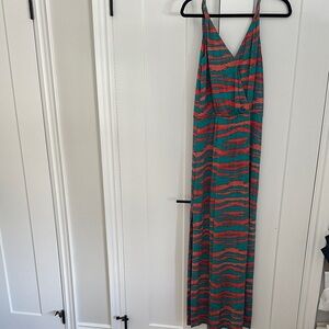 ViX Paula Hermanny Teal and Coral Striped Maxi Dress
New with tag